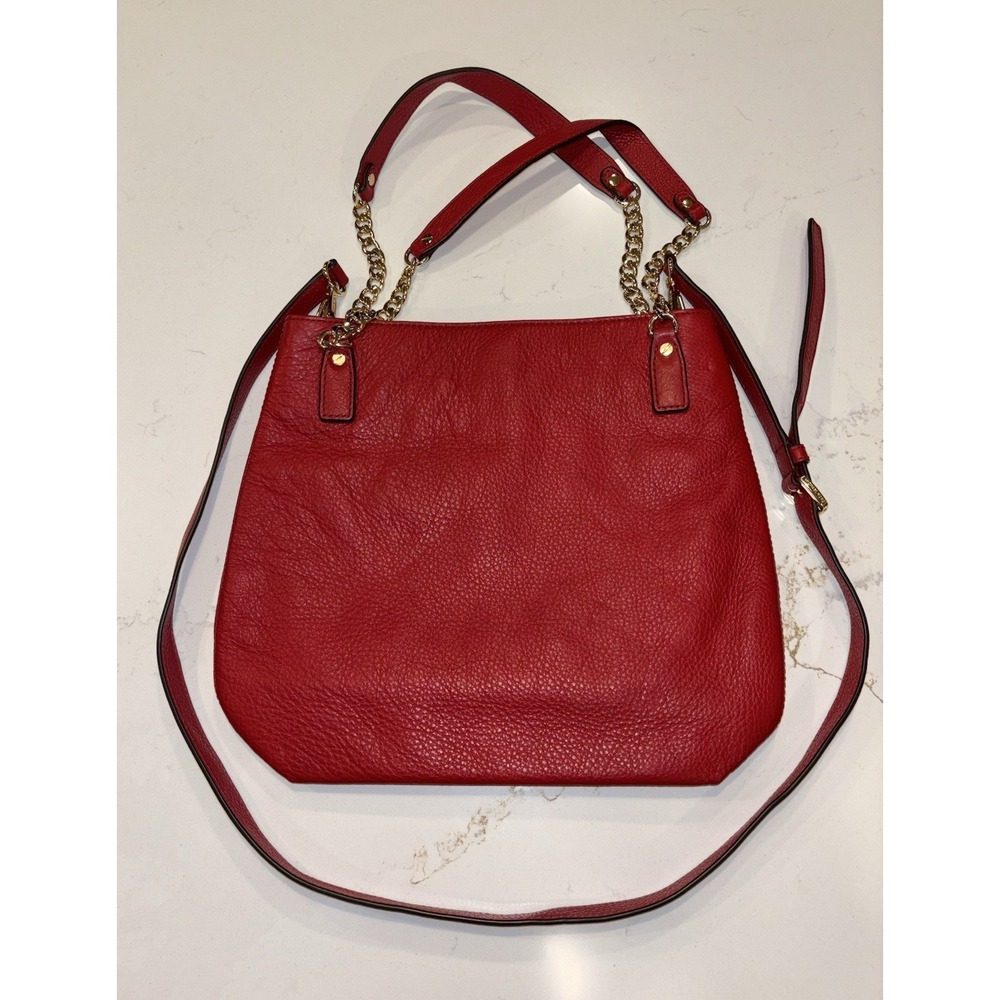 NWOT Michael Kors Jet Set Red Pebble Leather Convertible Tote